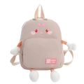 Beige cartoon kids backpack with cute embroidery and 3D plush limbs for school - Khaki