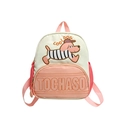 Zaino per bambini rosa e beige con ricamo a forma di cucciolo e scritta 'COOL DOG' - Rosa Chiaro