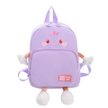 Large capacity purple cartoon kids backpack with 3D doll limbs and cute face embroidery - Purple