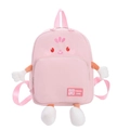 Pink cartoon school backpack for kids with cute character design and 3D doll elements - Pink