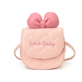 Pink quilted PU leather mini crossbody bag for kids with cute bow and Love Baby embroidery - Pink