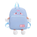 Light blue large capacity school backpack for kids with cute cartoon embroidery - Blue