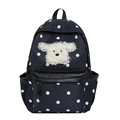 Donkerblauwe rugzak met polkadots voor kinderen en een witte pluche puppy-patch - Zwart