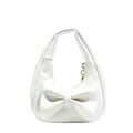 Elegante bolso blanco para niña en cuero PU con un gran lazo dulce decorativo - Blanco