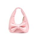 Bolso de mano hobo rosa para niñas con lazo grande y asa superior gruesa en cuero PU - Rosa