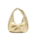 Mini bolso dorado metalizado para niñas con un lazo grande y acabado brillante - Dorado