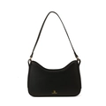 Chic black underarm handbag in faux leather with gold LANBAI logo for women - Black