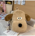 Zaino per cani in peluche kaki con orecchie flosce e ciondolo a forma di orsetto - Grande Con Ciondolo / Cachi