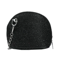 Sparkly black shell-shaped mini bag for kids with silver glitter and chain strap - Black