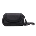 Mini black tactical nylon key pouch with plastic swivel hook for backpacks and gear - Black