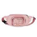 Rosa Kinder Gürteltasche mit silbernen Sternen und bunten Pailletten in PVC Tasche - Rosa