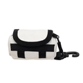 Mini canvas key bag in cream and black with a durable plastic carabiner hook - Off White