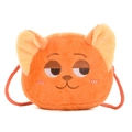 Bolso bandolera de zorro de peluche naranja para niños con bordado y correa de cuerda - Amarillo