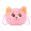 Bolso bandolera de peluche rosa con bordado de gato para niños moda de otoño invierno - Rosa