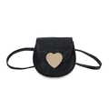 Mini sac bandoulière pour enfants en relief crocodile noir avec boucle cœur doré - Noir