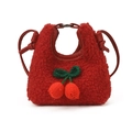 Mini sac à main cerise en peluche rouge pour enfants avec bandoulière souple - Rouge