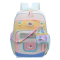 Mochila escolar rosa y azul para niños con una pequeña bolsa desmontable incluida - Blanco