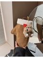 Bruine crossbodytas in de vorm van een want met pluche berenhanger voor de winter - Handschoen (Met Hanger) / Bruin
