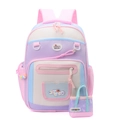 Set de mochila escolar infantil de dos piezas rosa y morada con parches de corazón - Morado