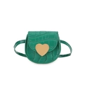 Mini grüne Herztasche mit Krokostruktur und goldener Herzschnalle für Kinder - Grün