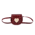 Mini sac rouge pour enfant avec boucle cœur et texture cuir crocodile brillant - Rouge