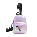 Mini iridescent pink laser chest bag for kids with adjustable strap and dual zipper - Purple