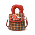 Borsa a mano bimba a quadri con grazioso pony rosso e tracolla rimovibile - Rosso e Giallo