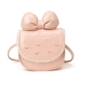 Roze mini crossbody tas voor kinderen met strik, hart borduursel en kanten afwerking - Roze