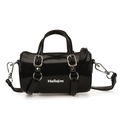 Borsa a cilindro nera lucida con doppi manici e stampa del logo Hellojm - Nero