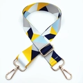 Tracolla larga regolabile con motivo geometrico per borse con ganci in metallo oro - Combinazione Geometrica Multicolore