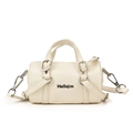 Elegante borsa Boston cilindrica bianco crema con manici e tracolla regolabile - Bianco Sporco