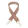 Detail of woven brown and white strap with geometric patterns and golden metal lobster clasps - Gold Buckle / Brown Coffee