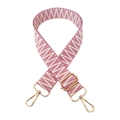 Pink and white wave pattern jacquard wide shoulder strap with gold swivel lobster clasps - Gold Buckle / Pink