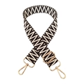 Close-up of woven bag strap featuring black and white wave pattern and gold metal hooks - Dark Coffee