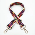 Close-up of Bohemian geometric woven purse strap with gold metal buckles and lobster clips - No. 340 White Edge Colorful Cloud (Gold Buckle)