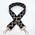 Adjustable 3.8cm wide replacement bag strap with zigzag pattern and gold metal hooks - Gold Buckle / No. 342 Black Pink Strap