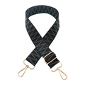 Adjustable woven handbag strap with wave pattern and rose gold metal buckles - Black and Gray