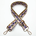 3.8cm colorful geometric embroidered bag strap with adjustable light gold metal hardware - Gold Buckle / No. 343 Pink Webbing