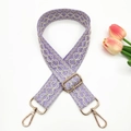 Bandoulière ethnique violette réglable avec broderie argentée et boucles dorées - Boucle Dorée / Violet