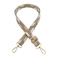 Adjustable 2.5cm jacquard bag strap with beige and black geometric wave patterns - Silver Clasp / Beige Khaki