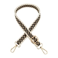 Adjustable 2.5cm herringbone jacquard crossbody strap with gold metal lobster clasps - Silver Clasp / Rice Edge Khaki Black