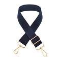 Adjustable navy blue crossbody strap with chevron pattern and gold metal hardware - Gold Buckle / Dark Blue