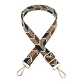 Adjustable geometric jacquard replacement shoulder strap with gold metal lobster clasps - Silver Clasp / Black Brown