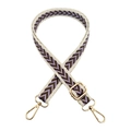 Adjustable chevron patterned bag strap with purple and beige weave and gold metal hooks - Silver Clasp / Rice Edge Purple Brown