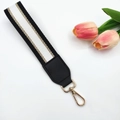 Multipurpose black and white striped wrist strap with gold metallic lobster clasp hooks - Black and White Gold Thread / Standard Type