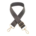 Close-up of adjustable dark grey woven strap with gold metal hooks and V-pattern texture - Gold Buckle / Dark Gray
