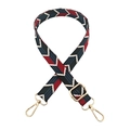 Detail of jacquard woven geometric strap with adjustable gold lobster clasp - Silver Clasp / Black Blue Burgundy
