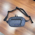 Dark gray kids ripstop waist bag with adjustable strap and front zipper pocket - Black