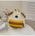 Zaino di peluche per ragazze stile cane e ape con grande capacità e design carino - Bianco Semplice