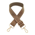 Detail of khaki woven arrow pattern bag strap with gold lobster clasps and metal slider - Dark Khaki